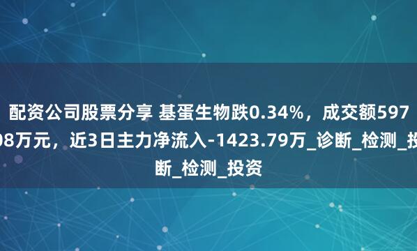 配资公司股票分享 基蛋生物跌0.34%，成交额5977.08万元，近3日主力净流入-1423.79万_诊断_检测_投资