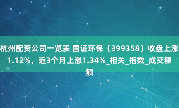 杭州配资公司一览表 国证环保（399358）收盘上涨1.12%，近3个月上涨1.34%_相关_指数_成交额